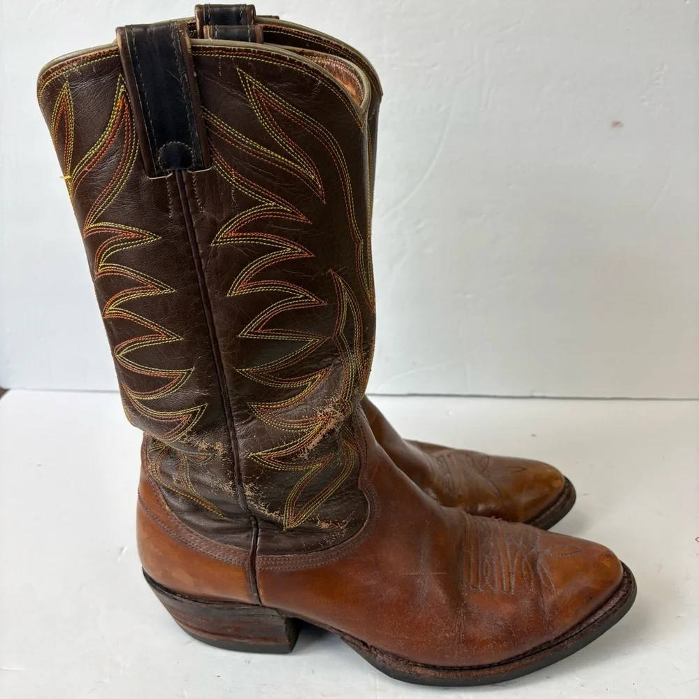 Vintage 1970s 1980s Nocona Cowboy Boots Brown Mens Size 9E 4782